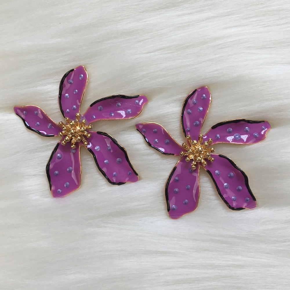 ✨3for$38 New Zara Enamel Floral Earrings ~ Floreat Statement Earrings - Picture 10 of 16